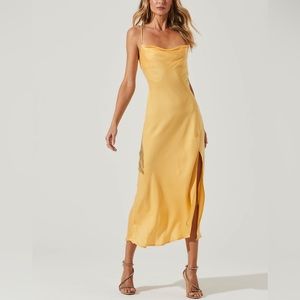ASTR The Label Gaia Midi Dress in Lemon Tart